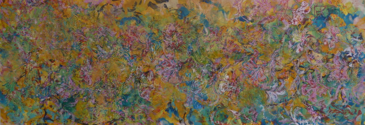 Fleurs de Jaidpur (1) peinture papier pigment de conservation le chat filant